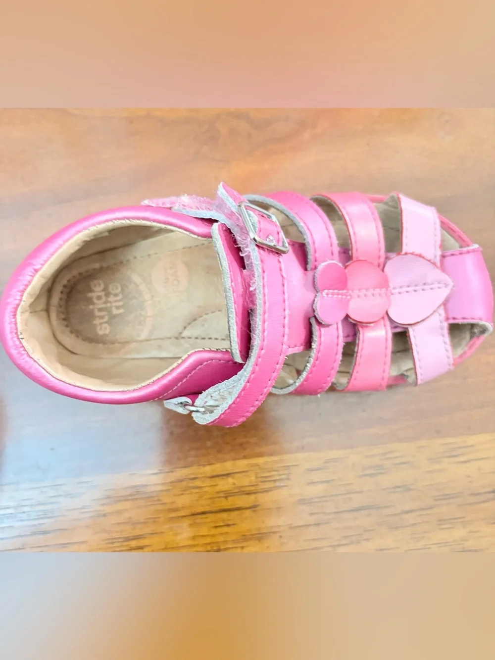 Stride Rite Hot Pink Girls' Flower Strap Sandal
